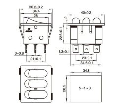 3'lü Işıklı On-Off 9 Pin Anahtar Switch