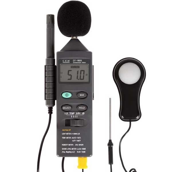 Cem DT-8820 Dördü Birarada Isı, Nem, Işık, Ses Ölçer