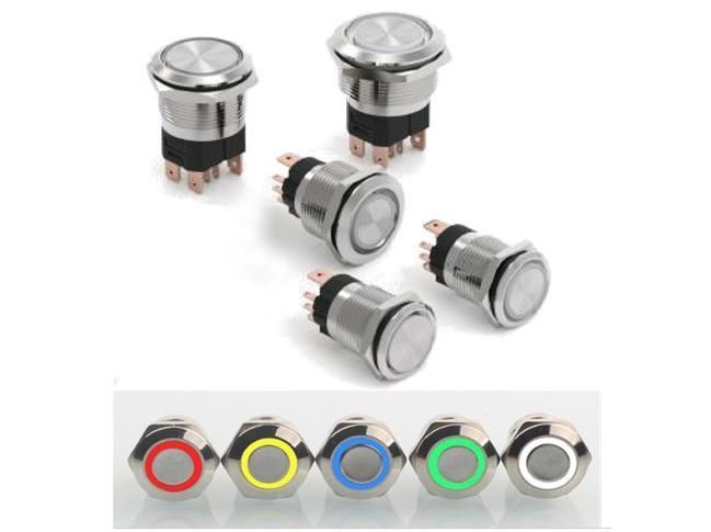 22mm Ip67 Led Işıklı 20A Metal Yaylı Buton