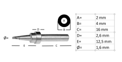 Quick 200-1.6D 203H Havya İçin 1.6mm Havya Ucu