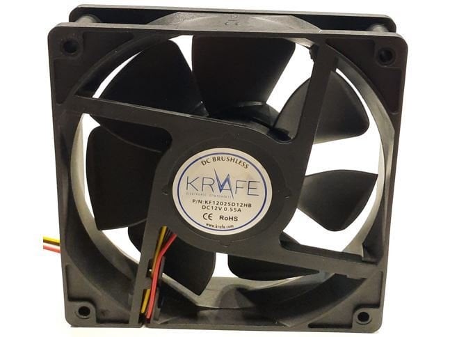 Krafe 120x120x25 12V DC 3 Kablolu Rulmanlı Fan