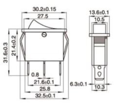 3Pin Dar On-Off Işıklı Rocker Switch Anahtar