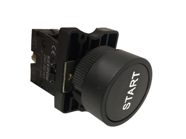 Lay5-EA5321 İşaretli Siyah 22mm Plastik Yaylı Buton