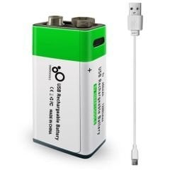 9V 650mAh Type-C Usb Şarjlı Pil