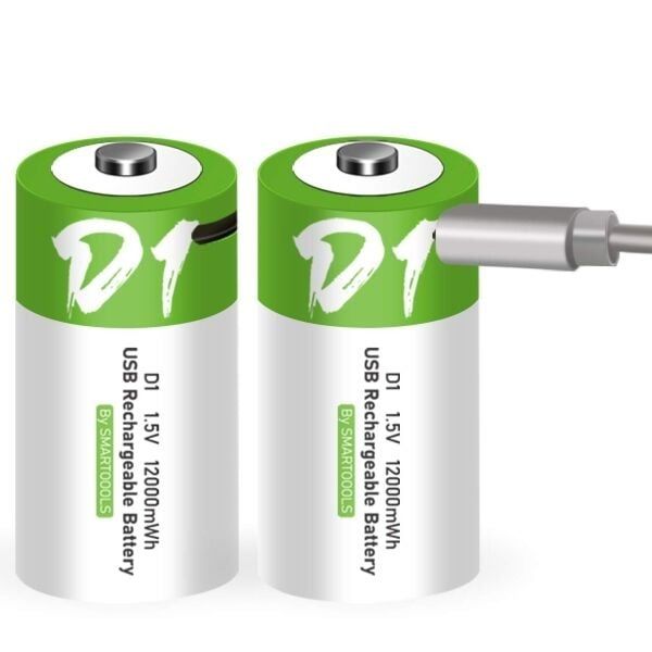 1.5V 5000mAh D Boy LR20  Usb Şarjlı Pil (2'li Paket)
