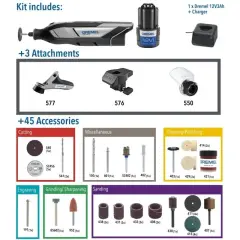 Dremel 8240-3/45 Çok Amaçlı Akülü El Motoru 45 Aksesuarlı