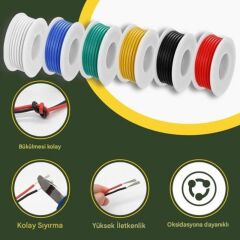 6 Renk 28Awg 60 Metre Montaj Kablosu Seti