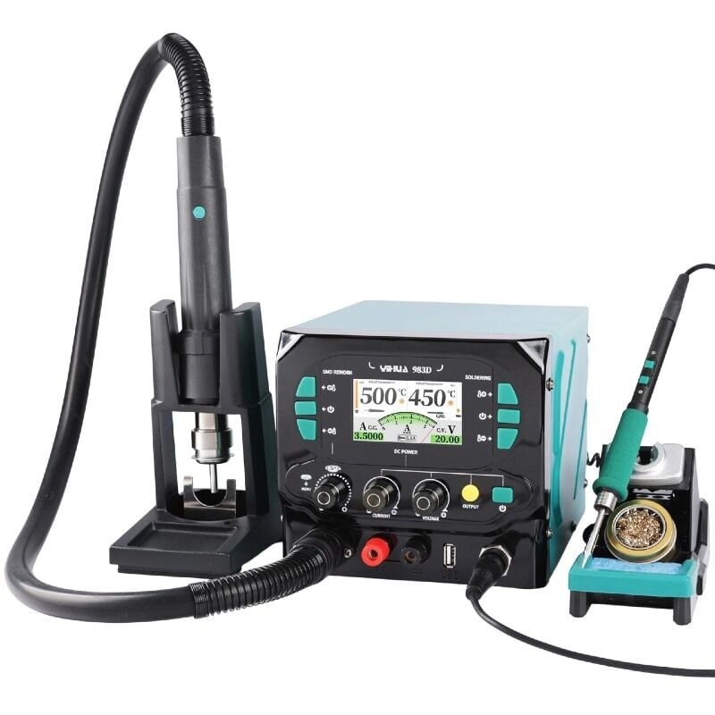 Yihua 983D 3in1 Sıcak Hava Üflemeli Havya İstasyonu ve Dc Güç Kaynağı
