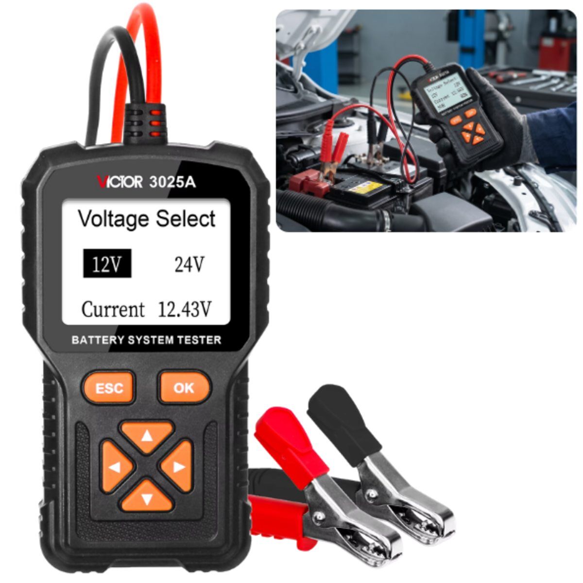 Victor 3025A 12V 24V Dijital Akü Test Cihazı