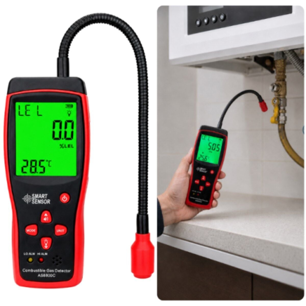 Smart Sensor AS8800C Yanıcı Gaz Kaçak Dedektörü