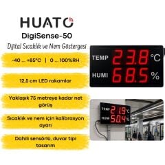 Huato DigiSense-50 Dijital Büyük Ekran Sıcaklık ve Nem Ölçer Termometre