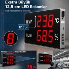Huato DigiSense-50 Dijital Büyük Ekran Sıcaklık ve Nem Ölçer Termometre