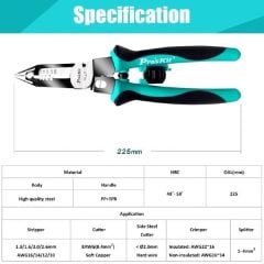 Proskit CP-420 Çok İşlevli Kablo Soyucu, Kesici, Terminal Sıkma Pensesi