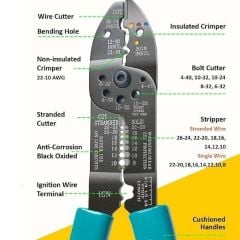 Proskit CP-413G Çok İşlevli Kablo Soyucu, Kesici, Terminal Sıkma Pensesi