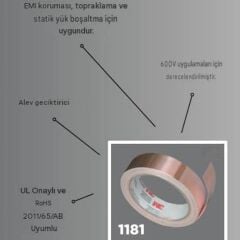 3M Scotch 1181 EMI İletken Bakır Bant 5mmx16,5m