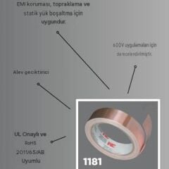 3M Scotch 1181 EMI İletken Bakır Bant 15mmx16,5m