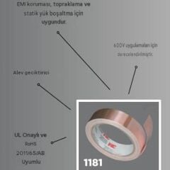 3M Scotch 1181 EMI İletken Bakır Bant 25mmx16,5m