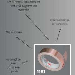 3M Scotch 1181 EMI İletken Bakır Bant 25mmx16,5m