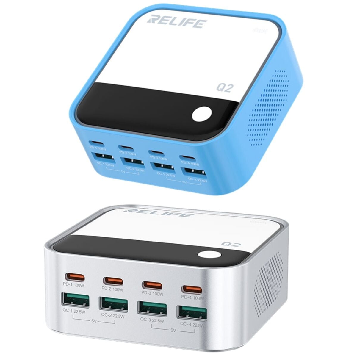 Relife Q2 120W 8 Portlu Masaüstü Type-C Hızlı Şarj Cihazı
