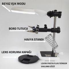 MG16129-15LC Büyüteçli Bord Tutuculu Havya Standı